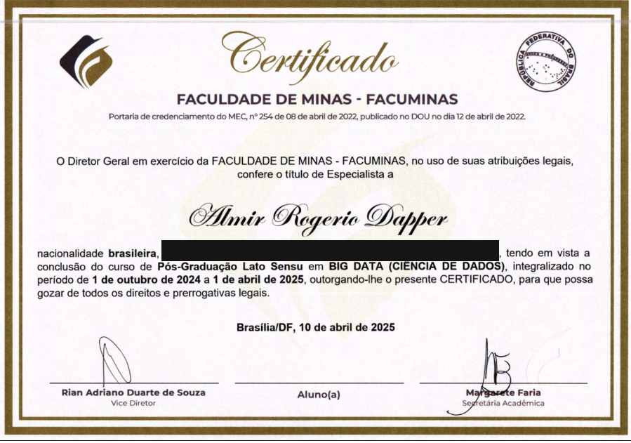 Certificado Pós-graduação